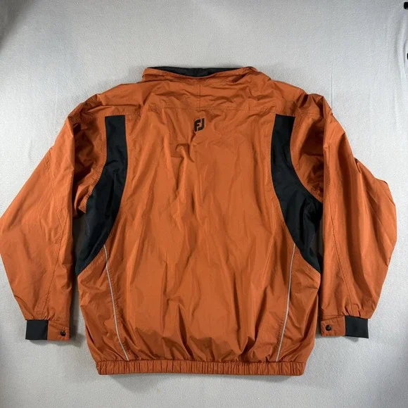 FootJoy DryJoys Golf Pullover Jacket XL Orange Black Windbreaker 1/4 Zip - Picture 6 of 8
